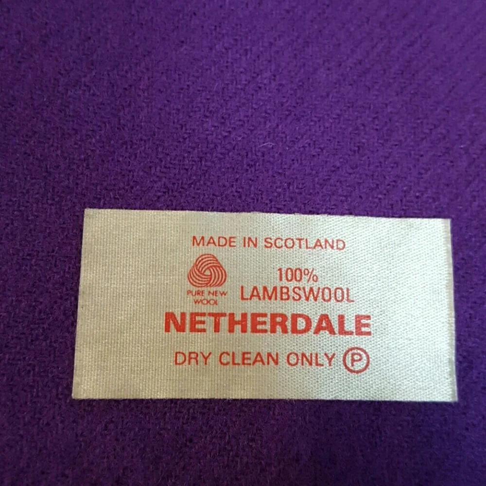 Netherdale scarf purple lambswool made in Scotland Vintage
